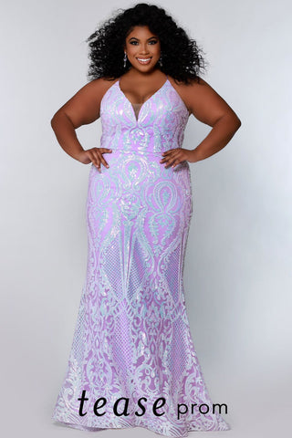 Lavender Long Fitted Sequin Plus ...